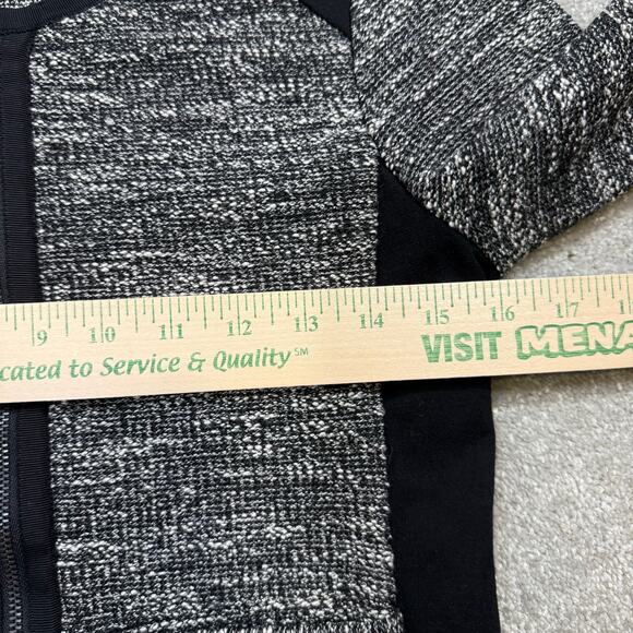 Eileen Fisher Collarless Tweed Crop Jacket Full Zip Italian Ponte Black White XS - Picture 13 of 14